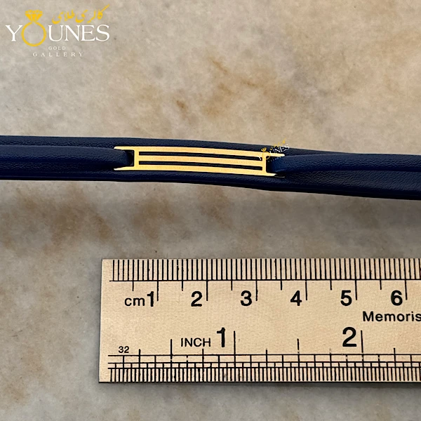 دستبند طلا زنانه چرم مستطیل دوخط